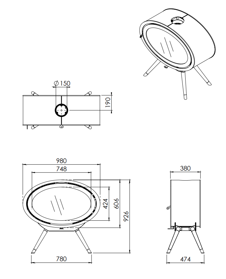 Oval Front, Legs Dims